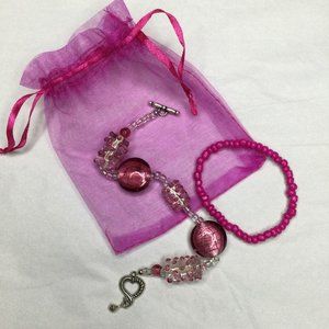 Women's Chunky and Small Beaded Bracelets (2)